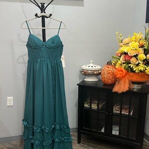 Teal Ruffle Dress